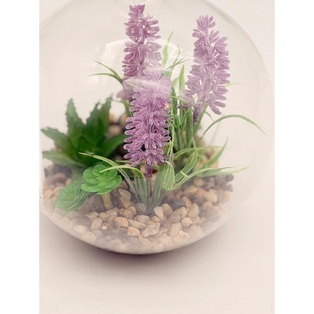 Walgreens Hanging Glass Succulent Terrarium Artificial Lavender 4.5 Inch Orb